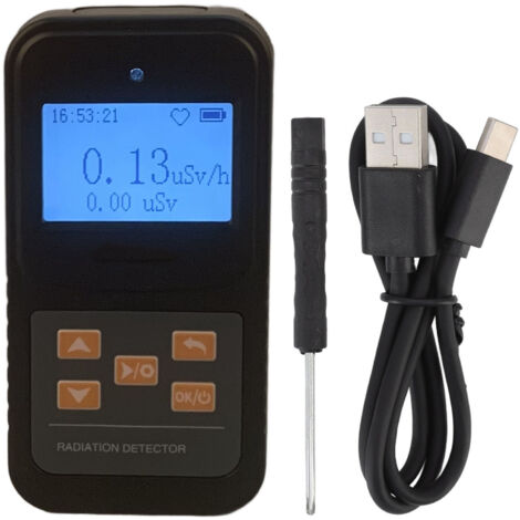 Eosnow Détecteur de rayonnement nucléaire haute sensibilité 2 Modes d'alimentation Double fonction d'alarme compteur Geiger Portable pour l'industrie noir