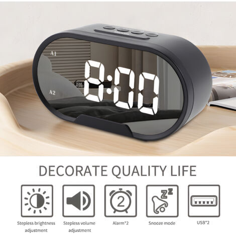 Eosnow Digital Digital Digital Alarm Clock da 5,5 pollici di grande display Surface Orologi elettrici per il trucco con Dimora Volume regolabile Dual Porte USB Snooze Loud Home Deding Decorazioni came