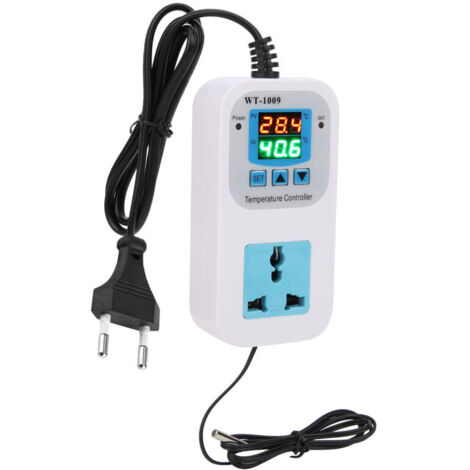 Eosnow Digitaler Temperaturregler mit zwei Displays, 10-A-Elektroniksteckdose WT-1009