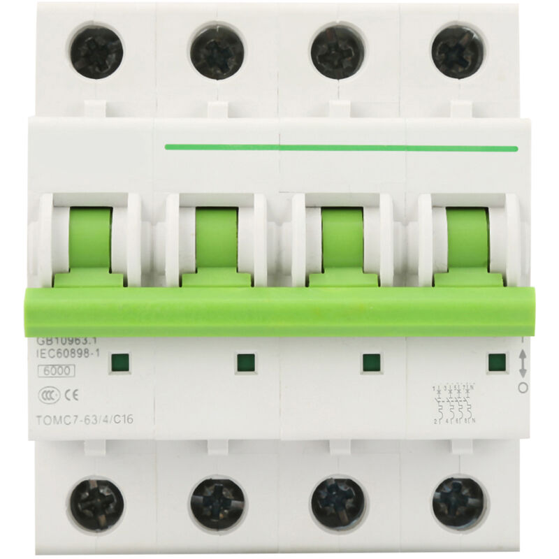 Eosnow - Disjoncteur miniature TOMC7-63 4P c type 6KA, Protection contre les fuites, interrupteur d'air (16A)