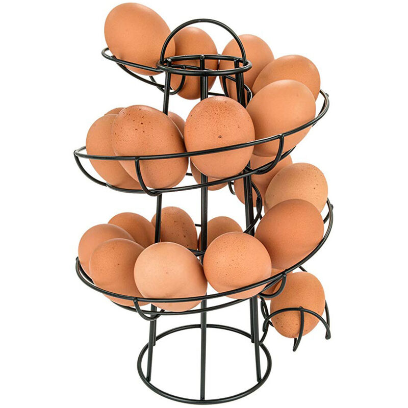 Distributeur d'œufs en spirale, support en fil de fer, organisateur de stockage d'œufs de poule, support d'affichage, panier pour comptoir de cuisine