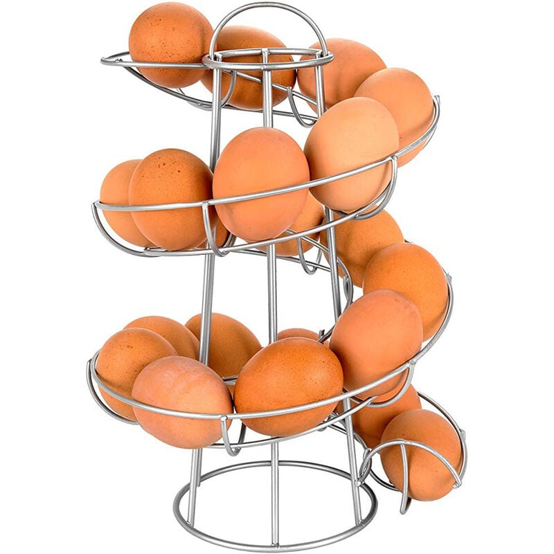 Distributeur d'œufs en spirale, support en fil de fer, organisateur de stockage d'œufs de poule, support d'affichage, panier pour comptoir de cuisine