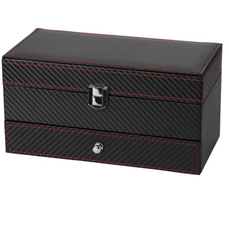 Eosnow Double Jewelry Watch Earrings Rings Bracelet Necklace Organizer Box Storage Case