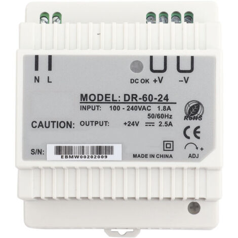 Eosnow DR-60-24 Alimentation à découpage CA/CC à sortie unique 24 V sur rail DIN 60 W