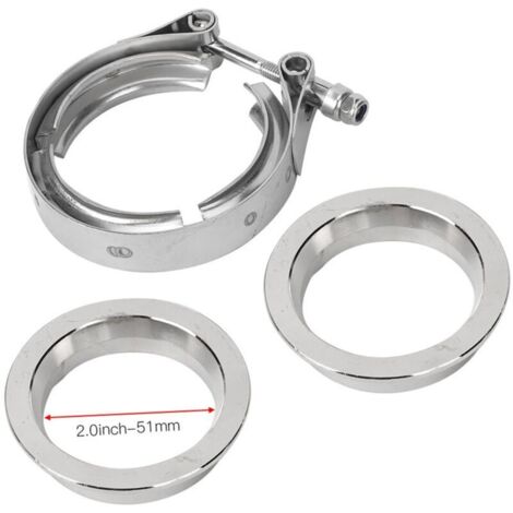 Eosnow Edelstahl-V-Schlauchschelle mit Flansch für Kfz-Auspuffrohre (2,5 Zoll - 63 mm)