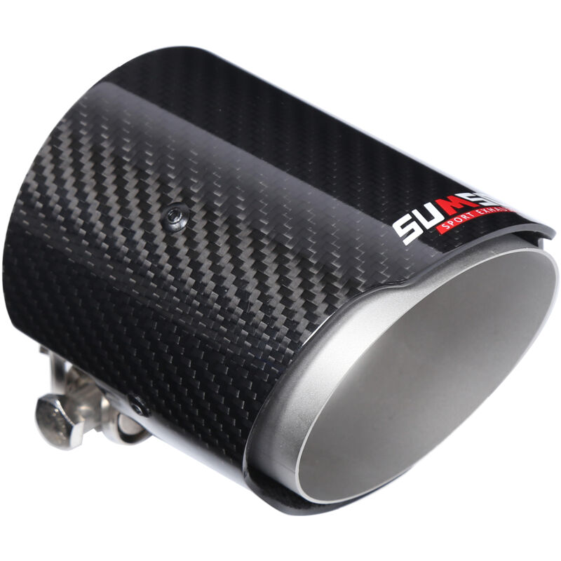 Embout d'échappement en Fiber de carbone, tuyau de gorge droit, entrée 2,9 pouces, sortie unique 3,5 pouces, universel pour voiture - Eosnow
