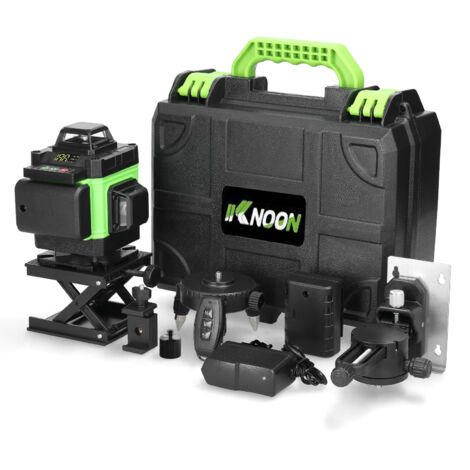 Eosnow Ensemble de niveaux multifonctionnel à 16 lignes, niveau laser à ligne verte, nivellement automatique à 3°, luminosité réglable, deux batteries et une charge, 220 V