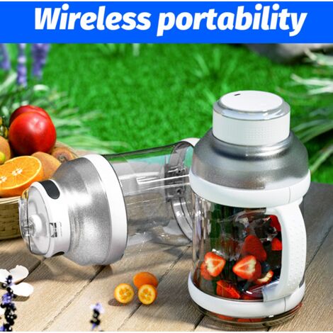 Eosnow Frullatore portatile sportivo Succo da viaggio ricaricabile USB da 68 once per frullati e frullati 18.000 giri/min Borraccia grande senza fili di dimensioni personali senza BPA con 6 lame Cucin