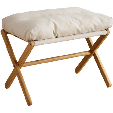 Eosnow Fußhocker faltbar x Bein moderne multifunktionale Pause mit weichem Kissen für Wohnzimmer Schlafzimmer Büro Beige