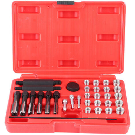 Eosnow Glow Plug Thread Repair Kit, 33-Piece Tap Insert Pilot Guide Pin Thread Insertion Tool Kit