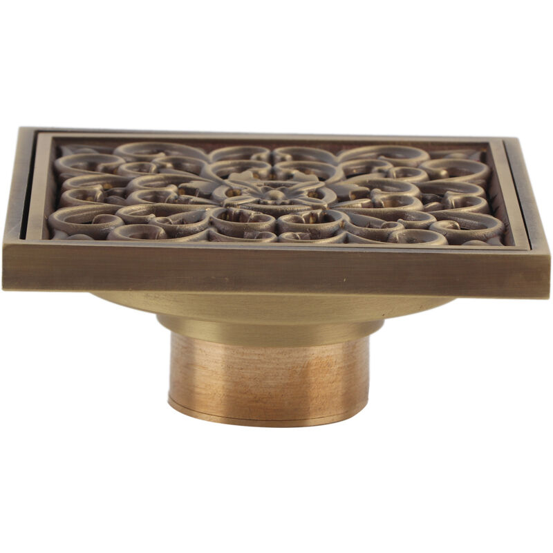 Eosnow - Grille de couverture de crépine de vidange de déchets de salle de bains de drain de sol de douche en laiton antique de 10 cm(1)