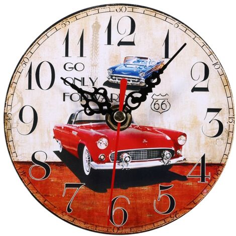 Eosnow Horloge murale Antique créative, horloges rondes en bois de Style Vintage, décoration de bureau à domicile (2)