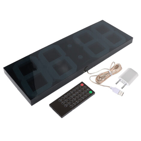 Eosnow Horloge murale domestique, miroir numérique électronique LED avec télécommande