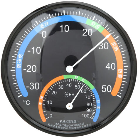 Eosnow Househeld Indoor Outdoor Rundes Zeigerthermometer Hygrometer Temperatur LuftfeuchtigkeitsmesserTH101 Schwarz