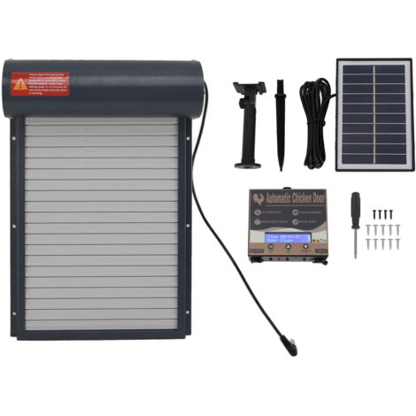 Eosnow Hühnertüren grau solar angetriebener Zeitsteuerung programmierbar mit LED -Display -Controller Automatische Koop -Tür für die Farm