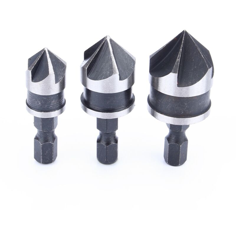 Eosnow - Jeu d'alésages à fraise hexagonale de 1/4 pouces, 12/16/19mm, pour bois et métal, embout à changement rapide, 3 pièces