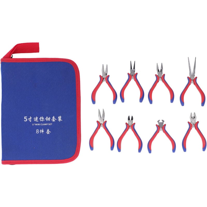 Eosnow - Jeu de pinces fines de 5 pouces, 8 pièces, pour la fabrication de bijoux artisanaux, avec étui de transport