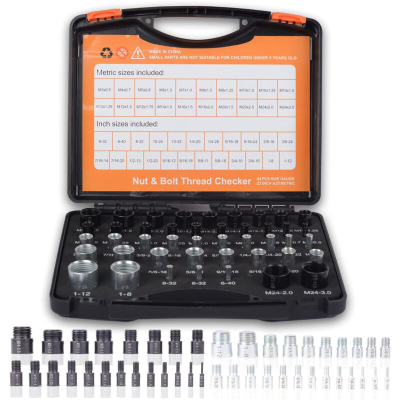 Eosnow - Jeu de vérificateurs de filetage, 23 pièces, 21 pièces, jauge métrique, écrou et boulon, identifiant de taille de filetage pour la détection