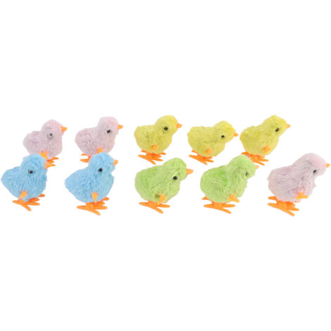 Eosnow Jouet poussin mécanique 10 pièces, mignon et amusant, en peluche colorée, à remonter, pour chats, chatons, tout-petits