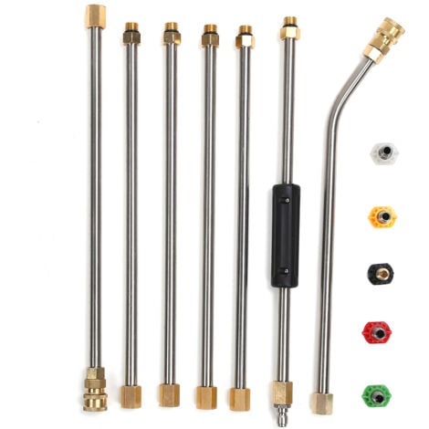 Eosnow Kit de baguette d'extension pour nettoyeur haute pression avec 5 embouts de buse pour l'irrigation de l'agriculture de pelouse de jardin