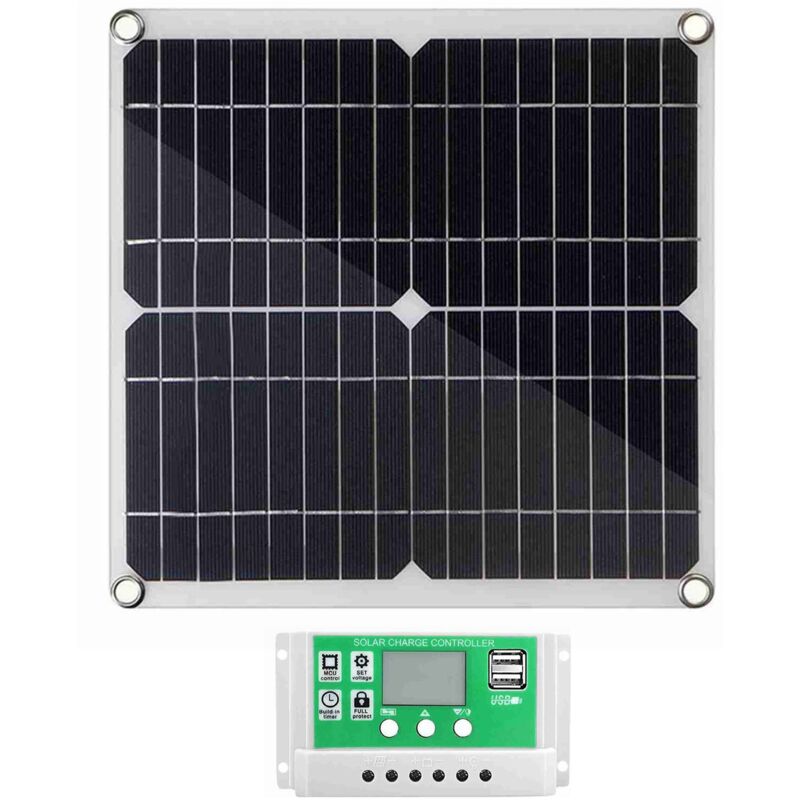 Kit de panneau solaire 20 watts 12 volts monocristallin + contrôleur de charge 60A pwm pinces de batterie 22% haute efficacité pour système hors