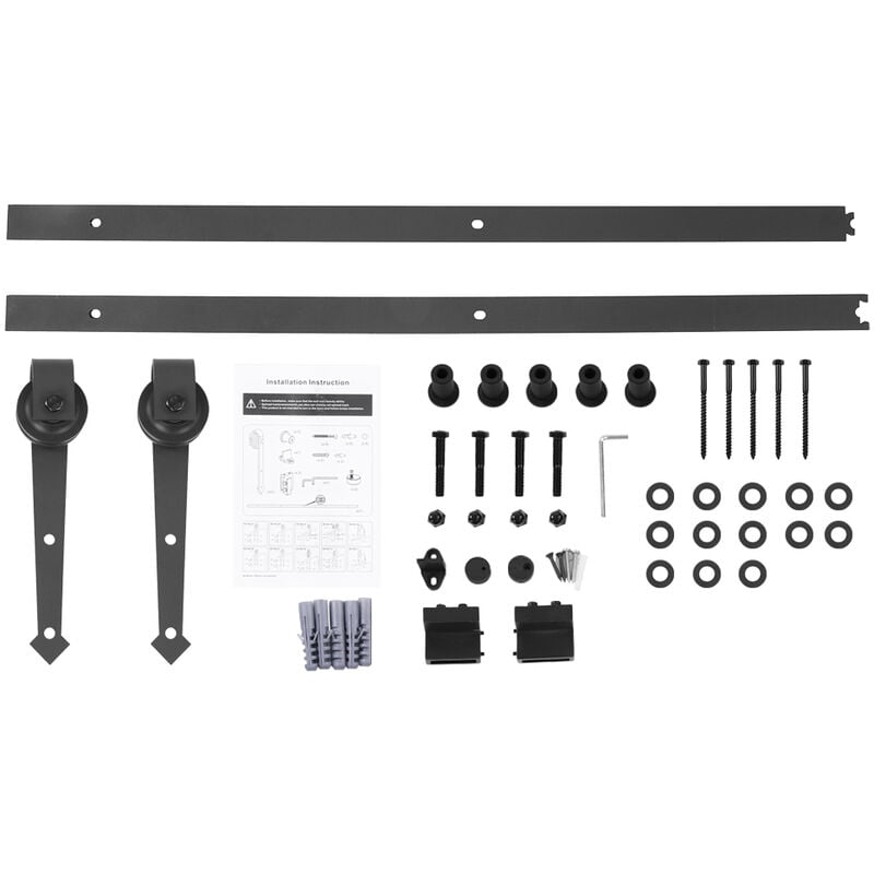 Eosnow - Kit de rails à rouleaux pour porte de grange coulissante, 6 pieds, pour armoire de placard