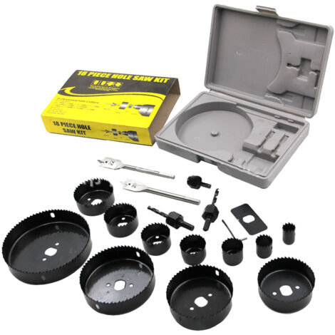 Eosnow Kit de scies cloches 18 pièces, jeu de forets, accessoires pour outils électriques en acier au carbone, avec boîte, pour bois, métal et plastique