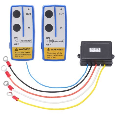 Eosnow Kit de télécommande de treuil sans fil de 75 pieds,alimenté par batterie, antenne intégrée, indicateur LED, universel, pour voiture, VTT et camion