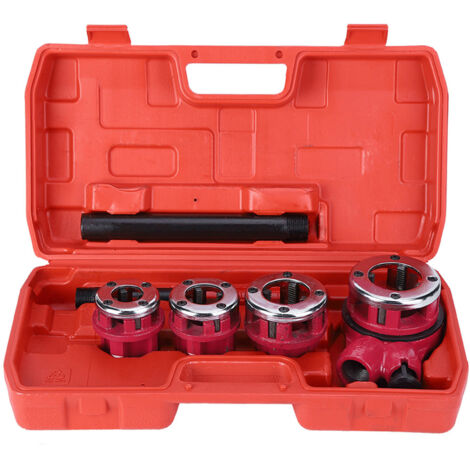 Eosnow Kit di 4 matrici per filettatura manuale di tubi idraulici 1/2" 3/4" 1" 1-1/4" Strumento per infilare