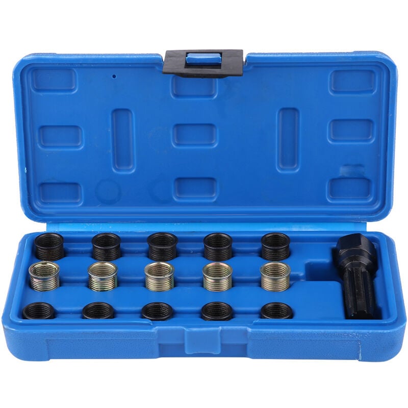 Eosnow Kit d'outils de réparation de filetage de bougie d'allumage, 16 pièces, 14mm x 1.25, robinet M16 avec étui Portable