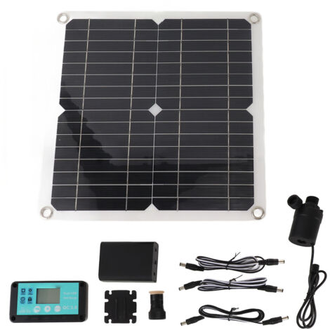 Eosnow Kit pompa acqua solare Pannello solare da 50 W Pompa per fontana da 22 W con controller di temporizzazione della scatola batteria DC12V