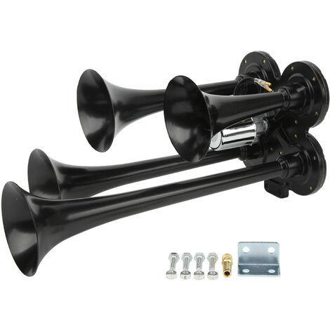 Acheter Klaxon à Air universel noir 150dB 12V 24V, 4 trompettes