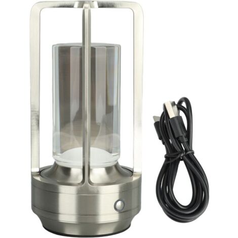 Eosnow Lampe de Table sans fil 3 couleurs, variateur LED en continu, lampe tactile Rechargeable, lampe de chevet, lampe de chevet, argent