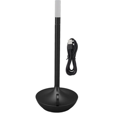 Eosnow Lampe de table sans fil en forme de bougie innovante, 3 niveaux de luminosité, lampe de bureau LED rechargeable à intensité variable, noir