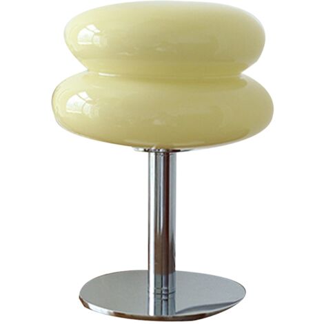 Eosnow Lampe de table tarte aux ufs pour filles, économe en énergie, lumière douce, jolie lampe de table en verre, lampe de bureau USB pour dortoir, interrupteur à bouton-poussoir USB Beige