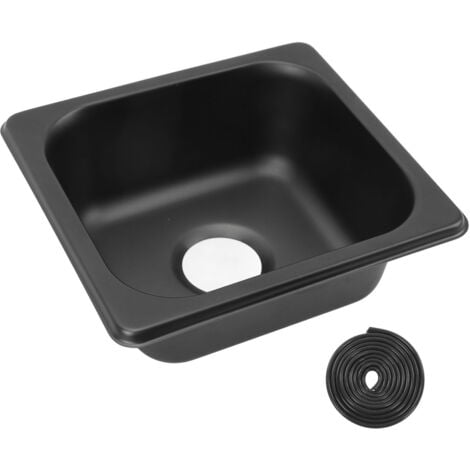 Eosnow Lavello per camper, 175 x 160, 70 mm, in acciaio inox 304, elettrolitico nero, con barra a incasso per barca, roulotte, camper