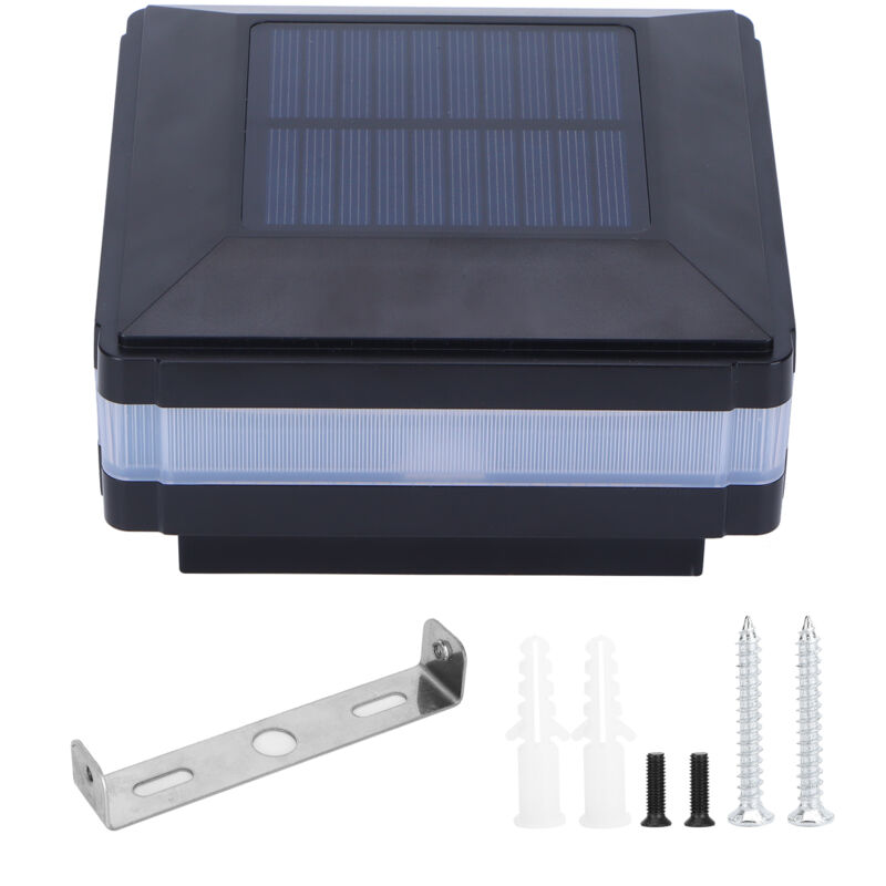 Eosnow LED Post Lumière Solaire Double Couleur Induction Clture Cap Pilier Lampe IP65 tanche Noir (Blanc Chaud Bleu)