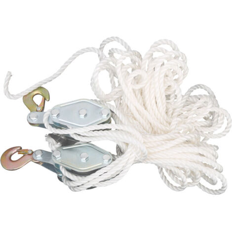 Eosnow Lifting Pulley, 4000lb Load Capacity, Galvanized Steel Hook, Lifting Pulley Block with Multi-Layer Nylon Rope