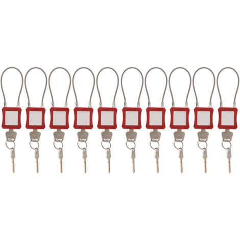 Eosnow Lucchetto per cavo di blocco/etichetta da 10 set con lucchetto elettrico in acciaio inossidabile a chiave per la manutenzione dell'attrezzatura