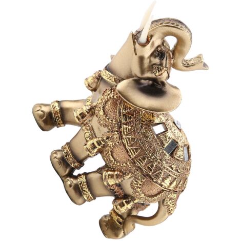 Eosnow Lucky Feng Shui Statua di elefante dorato Scultura Statuetta di ricchezza Regalo Decorazione della casa(L)