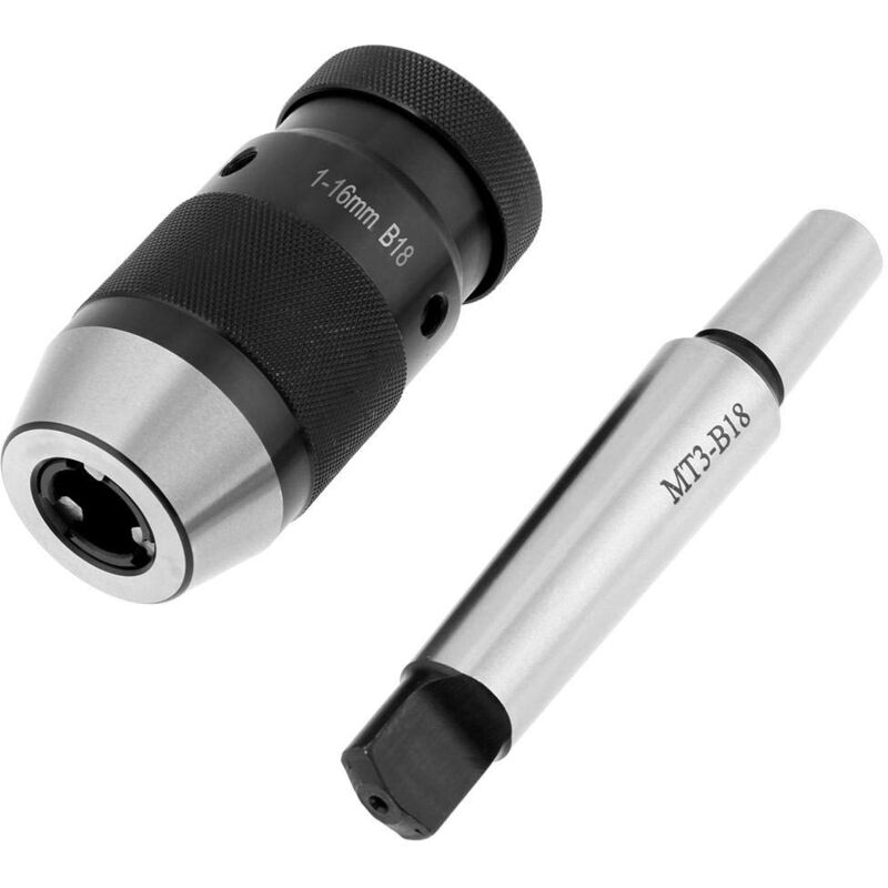 Eosnow - Mandrin de perceuse de tour sans clé en acier à serrage automatique, capacité de 1 à 16mm, 45 , avec arbre conique MT3-B18