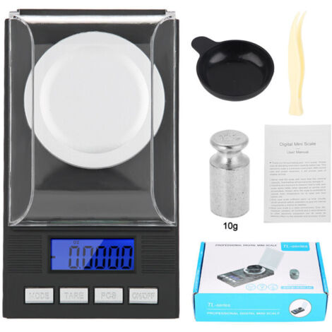 Eosnow Mini balance de poche portable haute précision 0,001 g, avec affichage numérique LED (10 g)