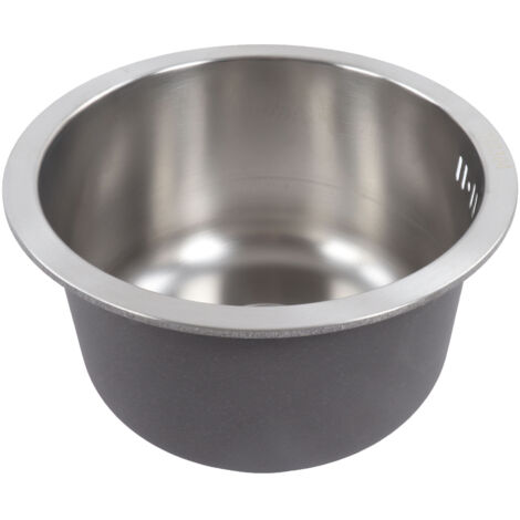 Eosnow Mini évier de cuisine rond en acier inoxydable avec bonde de vidage, diamètre 30 cm