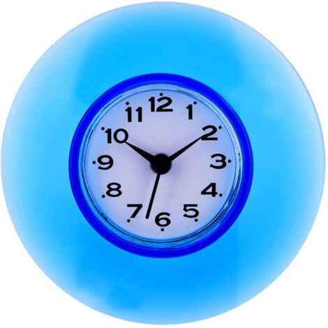 Eosnow Mini Orologio da Parete con Ventosa e Specchio da Cucina per Bagno, Impermeabile, al Quarzo, Decorazione Blu