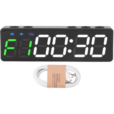 Eosnow Minuterie de gymnastique, minuterie d'intervalle d'entranement Portable, horloge de Fitness, grand affichage numérique avec aimant puissant intégré, vert et blanc