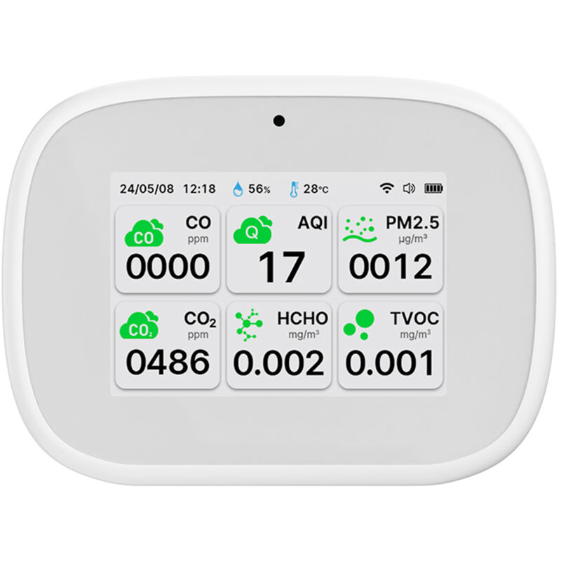 Eosnow - Moniteur de qualité de l'air WiFi 11 en 1, humidité intérieure AQI/CO/CO₂/TVOC/HCHO/PM2.5/PM1.0/PM10/température/humidité/testeur de temps,