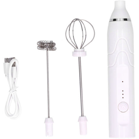 Eosnow Mousseur à lait mélangeur multifonction à 3 vitesses, Machine à mousse électrique portative, chargement USB (blanc)