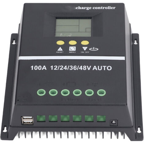 Eosnow MPPT-Solarladeregler, Dual-USB-Anschluss, hintergrundbeleuchtetes LCD-Display, Solarpanel-Regler, 12 V, 24 V, 36 V, 48 V, adaptiv
