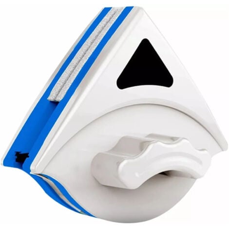 Eosnow Nettoyeur de vitres double face avec coque en plastique ABS essuie-glace magnétique en caoutchouc pour fenêtre de grande hauteur à la maison bleu