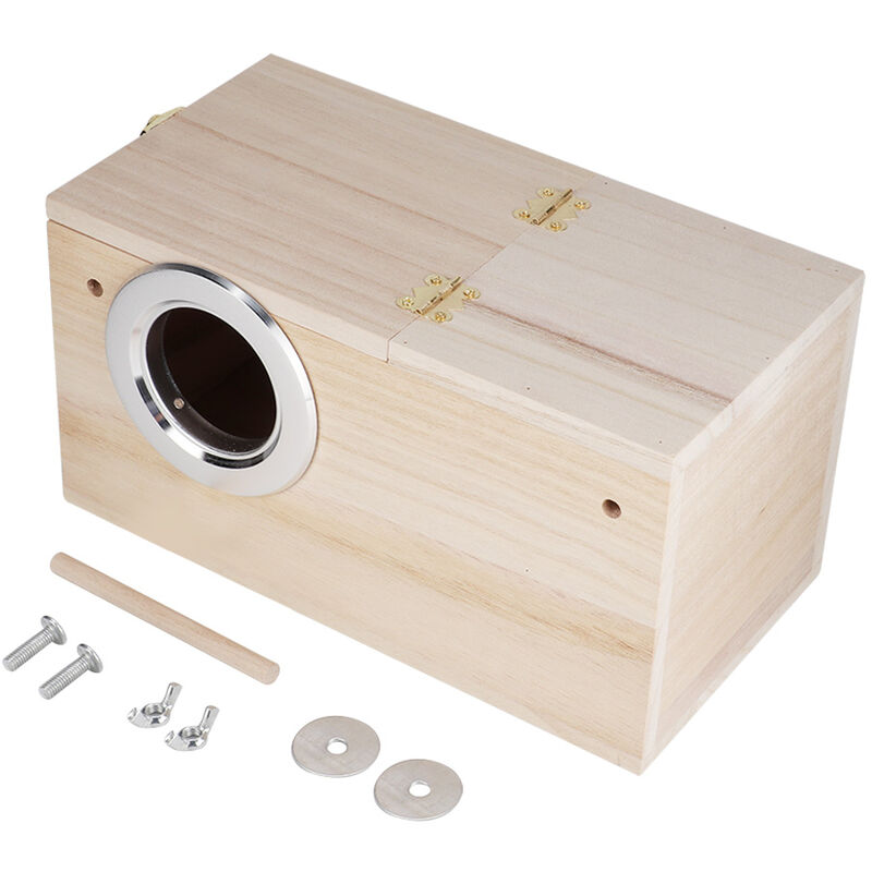 Jeffergarden Nid d'oiseau en bois de qualité, bote de reproduction, accessoires de Cage pour perroquet (ouverture gauche)